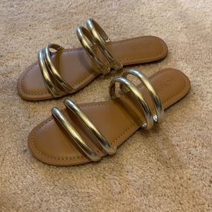 J Crew brand new gold strappy sandals size 7